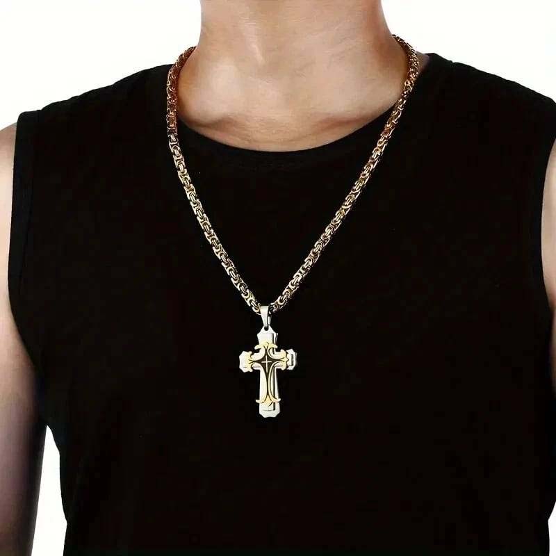 🥳2026 HOT SALE🥳💞50K+ SOLD!🎁✝️ FLASH SALE 50% OFF! Classic Two-Tone Cross Pendant. A refined statement of style & substance for the modern man. Bold design, enduring meaning. ⚖️💎