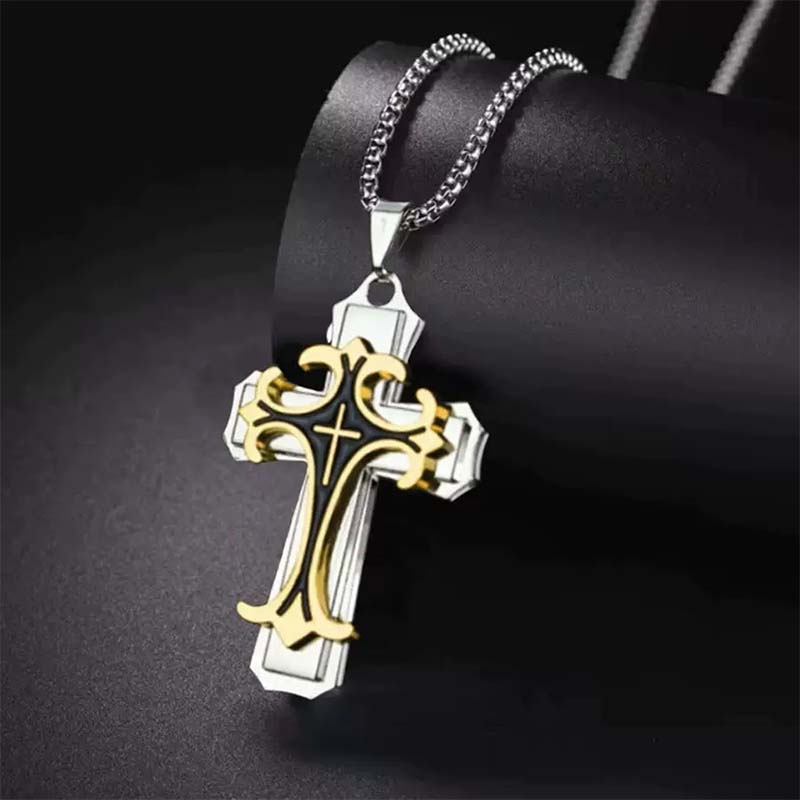 🥳2026 HOT SALE🥳💞50K+ SOLD!🎁✝️ FLASH SALE 50% OFF! Classic Two-Tone Cross Pendant. A refined statement of style & substance for the modern man. Bold design, enduring meaning. ⚖️💎
