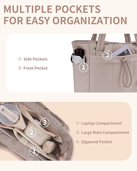 🥳2026 HOT SALE🥳💞50K+ SOLD! 🎒💧 50% OFF! Natural Puffer Tote Bag – 20L, inner elastic pocket fits 40oz tumbler. Waterproof lining, lightweight & durable – perfect for work, gym & travel! 🏋️✨
