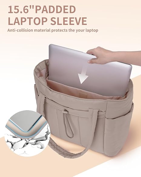 🥳2026 HOT SALE🥳💞50K+ SOLD! 🎒💧 50% OFF! Natural Puffer Tote Bag – 20L, inner elastic pocket fits 40oz tumbler. Waterproof lining, lightweight & durable – perfect for work, gym & travel! 🏋️✨