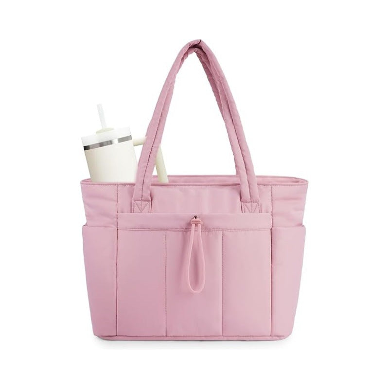🥳2026 HOT SALE🥳💞50K+ SOLD! 🎒💧 50% OFF! Natural Puffer Tote Bag – 20L, inner elastic pocket fits 40oz tumbler. Waterproof lining, lightweight & durable – perfect for work, gym & travel! 🏋️✨