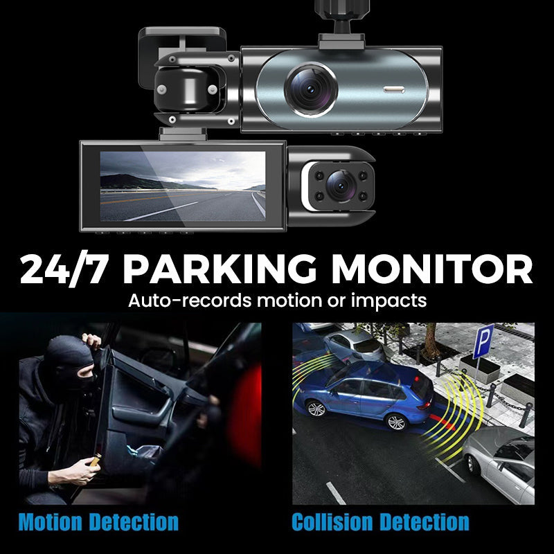 🥳2026 HOT SALE🥳💞50K+ SOLD!💥📹🔒 50% OFF! 3-Channel 1080P Dash Cam – Front, cabin & rear recording. Infrared night vision, 24h parking monitor. Clean hidden wiring. Never miss a moment. 🛡️✨