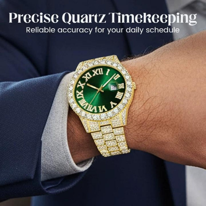 💎 Steal the Spotlight! Full Rhinestone Men's Quartz Watch | Luxe Design, Statement Look🕶️