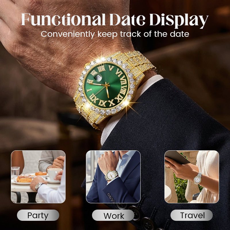 💎 Steal the Spotlight! Full Rhinestone Men's Quartz Watch | Luxe Design, Statement Look🕶️