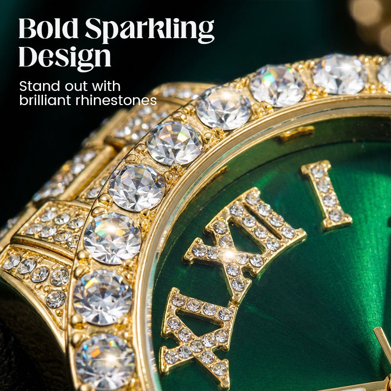 💎 Steal the Spotlight! Full Rhinestone Men's Quartz Watch | Luxe Design, Statement Look🕶️