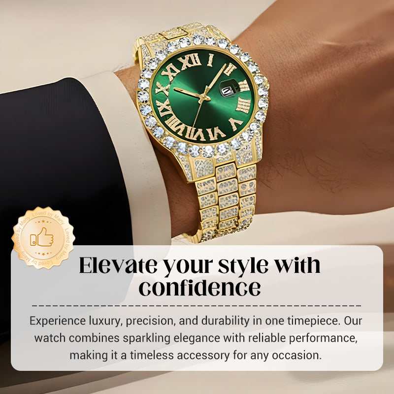 💎 Steal the Spotlight! Full Rhinestone Men's Quartz Watch | Luxe Design, Statement Look🕶️