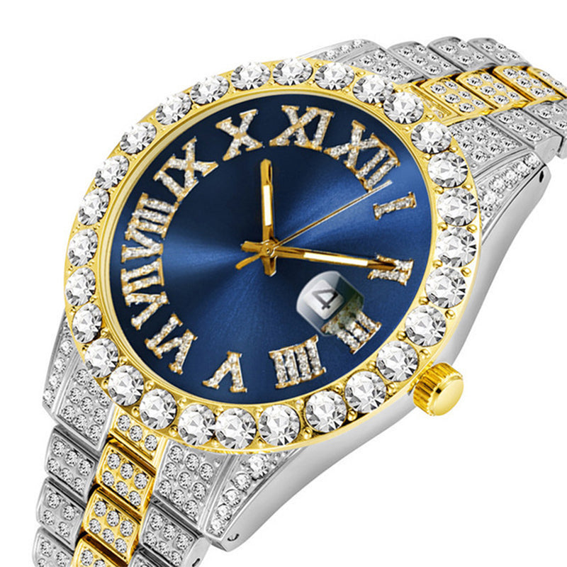 💎 Steal the Spotlight! Full Rhinestone Men's Quartz Watch | Luxe Design, Statement Look🕶️