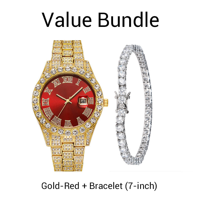 💎 Steal the Spotlight! Full Rhinestone Men's Quartz Watch | Luxe Design, Statement Look🕶️