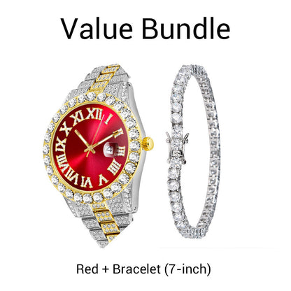 💎 Steal the Spotlight! Full Rhinestone Men's Quartz Watch | Luxe Design, Statement Look🕶️