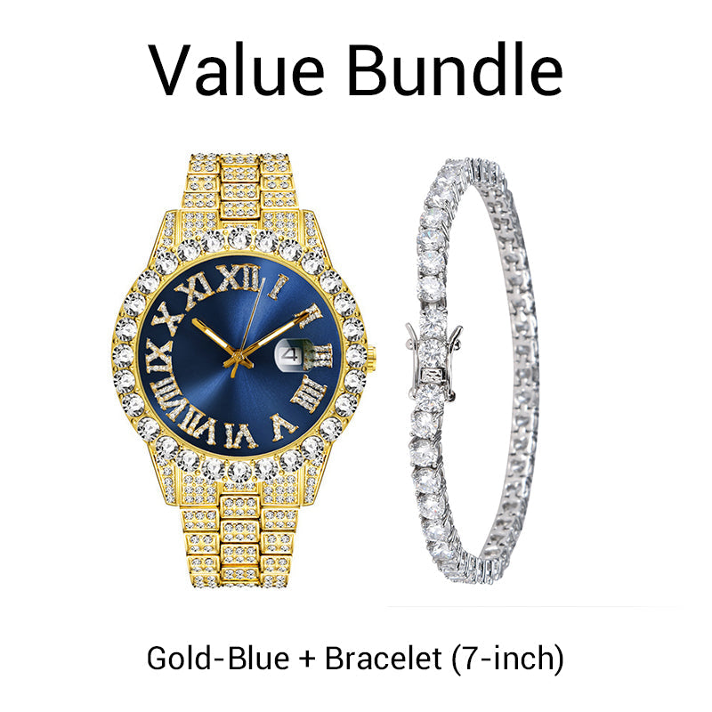 💎 Steal the Spotlight! Full Rhinestone Men's Quartz Watch | Luxe Design, Statement Look🕶️