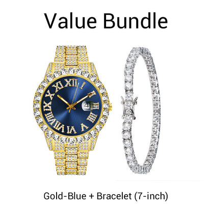 💎 Steal the Spotlight! Full Rhinestone Men's Quartz Watch | Luxe Design, Statement Look🕶️