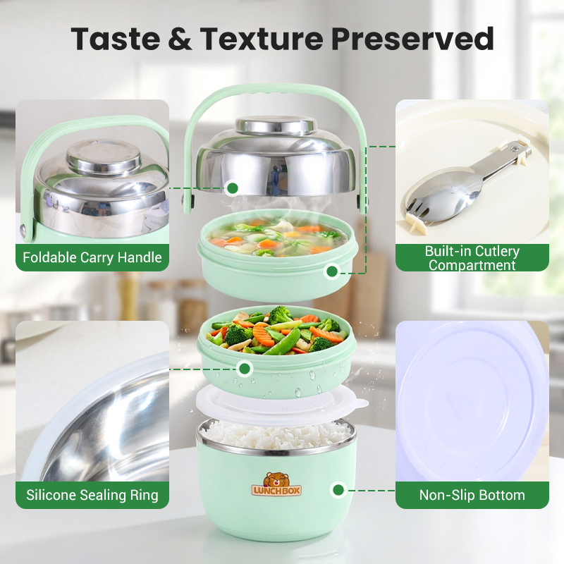 🥳2026 HOT SALE🥳💞50K+ SOLD!👨‍👩‍👧‍👦🧳 From Kitchen to Adventure, Leak-Proof & Reliable. Sturdy Stainless Steel Food Jar – Your Meals On-The-Go. 🏕️🍱