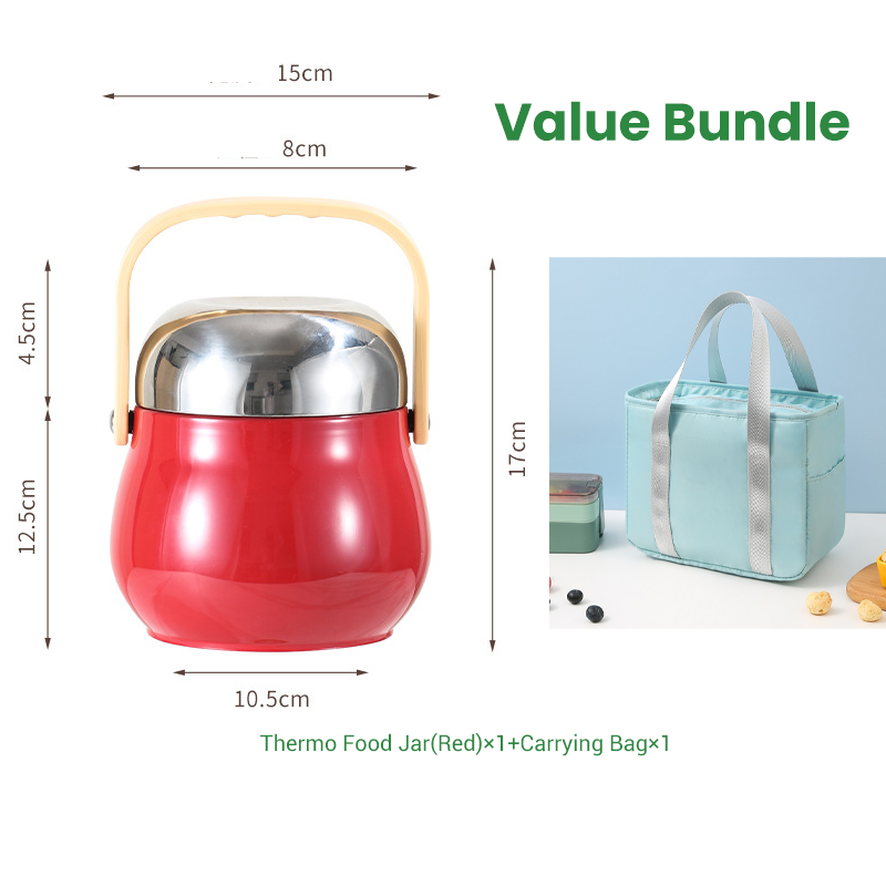 🥳2026 HOT SALE🥳💞50K+ SOLD!👨‍👩‍👧‍👦🧳 From Kitchen to Adventure, Leak-Proof & Reliable. Sturdy Stainless Steel Food Jar – Your Meals On-The-Go. 🏕️🍱