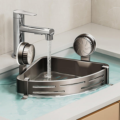 🥳2026 HOT SALE🥳💞50K+ SOLD!🛁 Conquer Tight Corners! No-Drill Triangle Basket Suction Cup Mounted, Strong Hold, Your Space Magician🧽