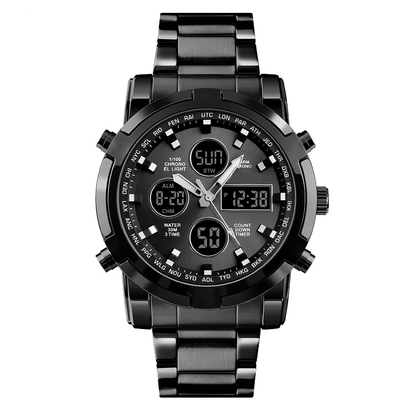 🥳2026 HOT SALE🥳💞50K+ SOLD!💥💎✨ 50% OFF! Waterproof Analog‑Digital Watch – Date, day & second time zone. Stainless steel strap, shock‑resistant. Practical & durable for daily wear. ⌚💪