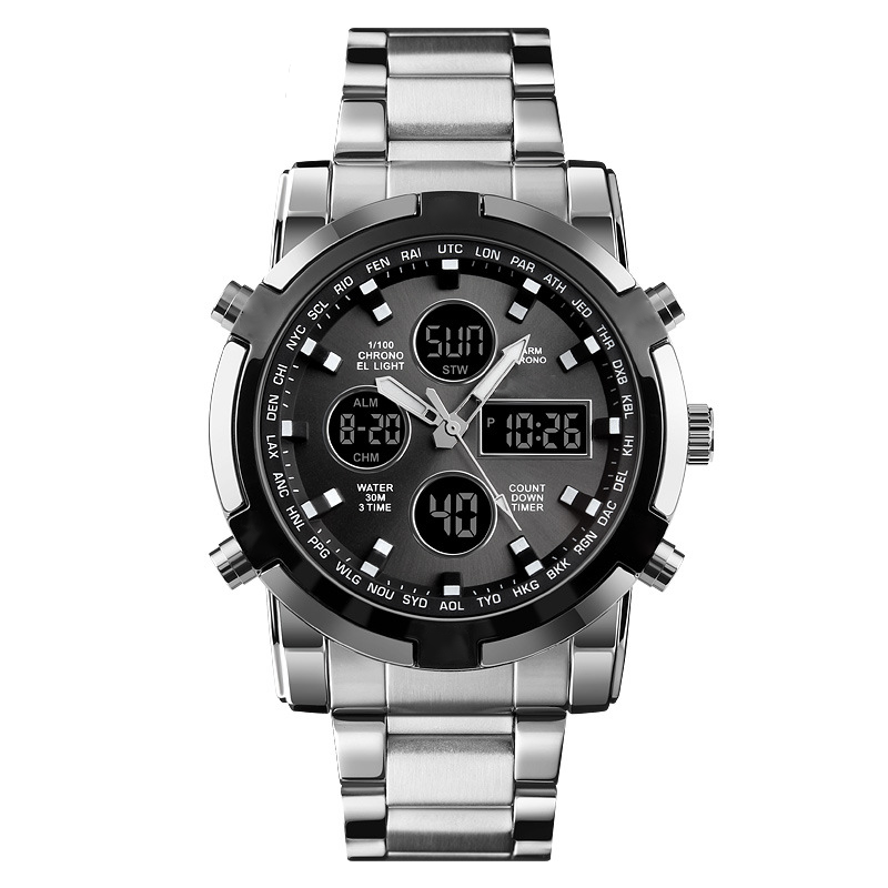 🥳2026 HOT SALE🥳💞50K+ SOLD!💥💎✨ 50% OFF! Waterproof Analog‑Digital Watch – Date, day & second time zone. Stainless steel strap, shock‑resistant. Practical & durable for daily wear. ⌚💪