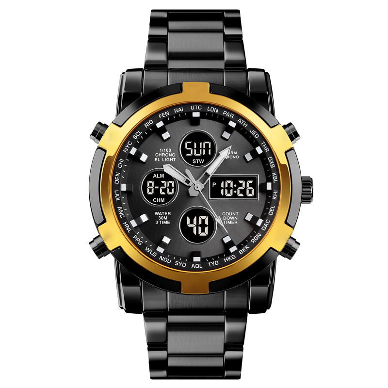 🥳2026 HOT SALE🥳💞50K+ SOLD!💥💎✨ 50% OFF! Waterproof Analog‑Digital Watch – Date, day & second time zone. Stainless steel strap, shock‑resistant. Practical & durable for daily wear. ⌚💪
