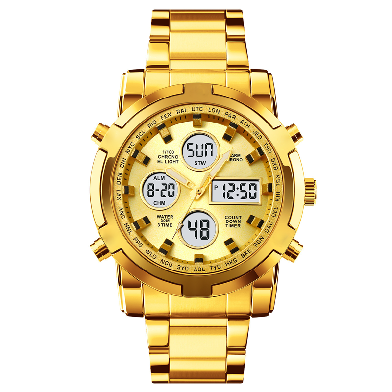 🥳2026 HOT SALE🥳💞50K+ SOLD!💥💎✨ 50% OFF! Waterproof Analog‑Digital Watch – Date, day & second time zone. Stainless steel strap, shock‑resistant. Practical & durable for daily wear. ⌚💪