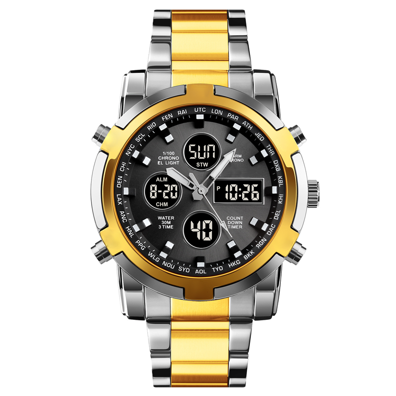 🥳2026 HOT SALE🥳💞50K+ SOLD!💥💎✨ 50% OFF! Waterproof Analog‑Digital Watch – Date, day & second time zone. Stainless steel strap, shock‑resistant. Practical & durable for daily wear. ⌚💪