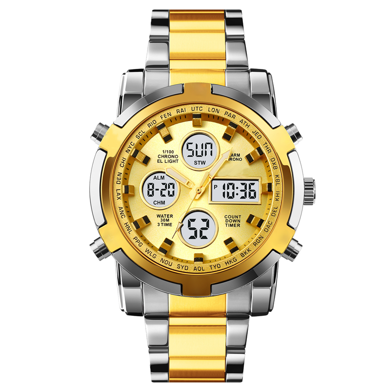🥳2026 HOT SALE🥳💞50K+ SOLD!💥💎✨ 50% OFF! Waterproof Analog‑Digital Watch – Date, day & second time zone. Stainless steel strap, shock‑resistant. Practical & durable for daily wear. ⌚💪