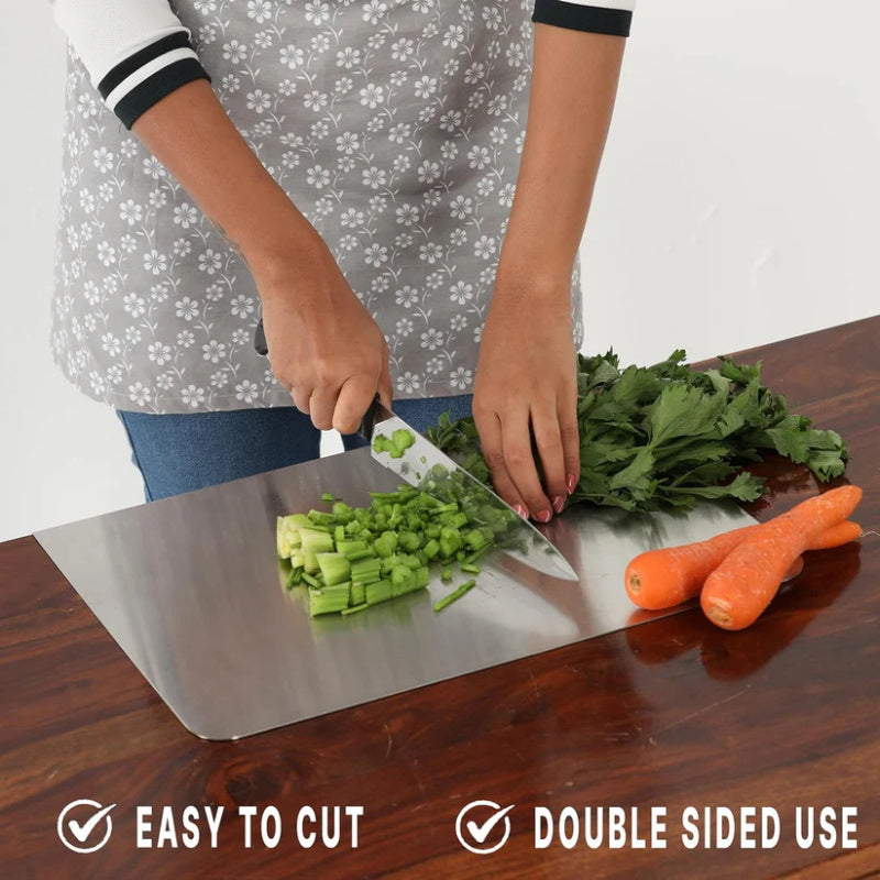 🥳2026 HOT SALE🥳💞50K+ SOLD! 🔪🧼 LIMITED-TIME 50% OFF! 304 Stainless Steel Cutting Board – double-sided, hygienic, moisture-resistant & easy to clean. Say goodbye to stains & odors! 🛡️✨