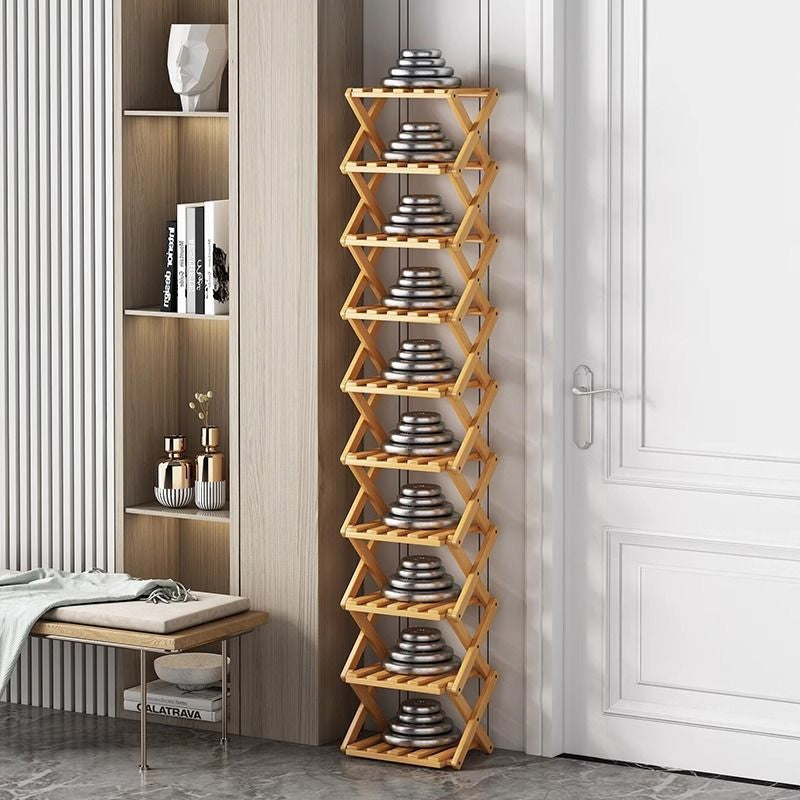 🥳2026 HOT SALE🥳💞50K+ SOLD! 🚪🧤 LIMITED-TIME 50% OFF! Foldable Bamboo Shoe Rack – tool-free 5-second setup, 2-10 tiers, folds flat. Sturdy, multi-use & keeps entryway tidy! ✨✅