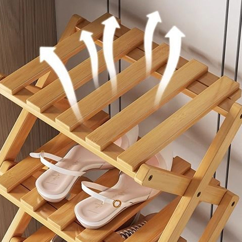 🥳2026 HOT SALE🥳💞50K+ SOLD! 🚪🧤 LIMITED-TIME 50% OFF! Foldable Bamboo Shoe Rack – tool-free 5-second setup, 2-10 tiers, folds flat. Sturdy, multi-use & keeps entryway tidy! ✨✅