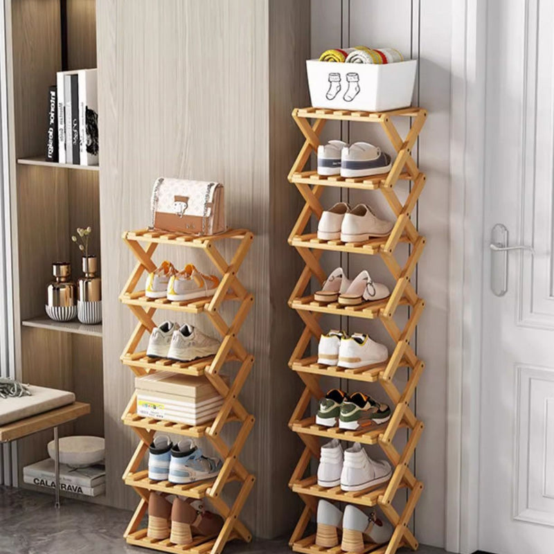 🥳2026 HOT SALE🥳💞50K+ SOLD! 🚪🧤 LIMITED-TIME 50% OFF! Foldable Bamboo Shoe Rack – tool-free 5-second setup, 2-10 tiers, folds flat. Sturdy, multi-use & keeps entryway tidy! ✨✅
