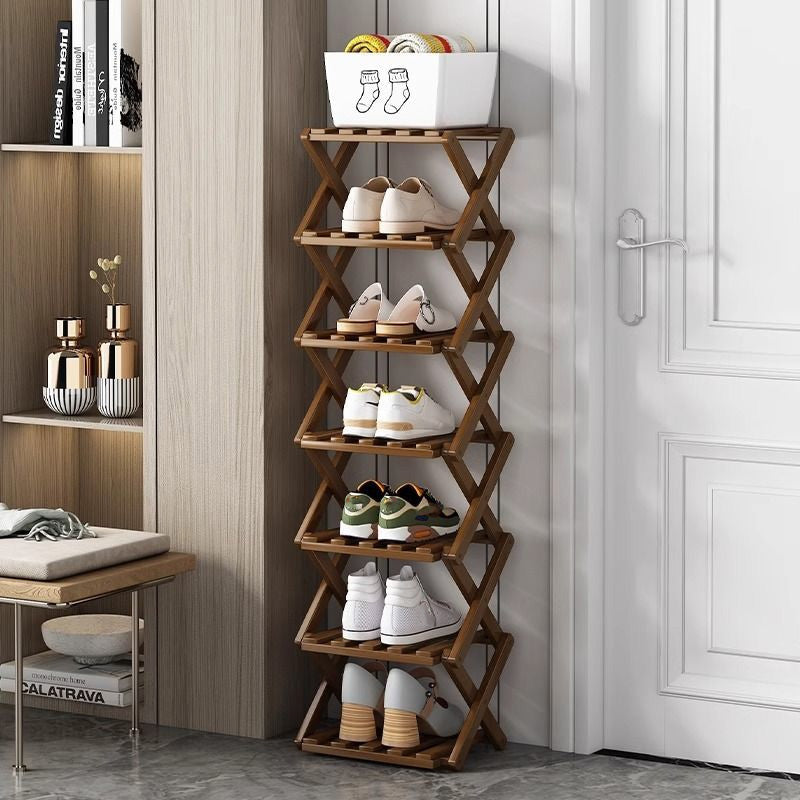 🥳2026 HOT SALE🥳💞50K+ SOLD! 🚪🧤 LIMITED-TIME 50% OFF! Foldable Bamboo Shoe Rack – tool-free 5-second setup, 2-10 tiers, folds flat. Sturdy, multi-use & keeps entryway tidy! ✨✅