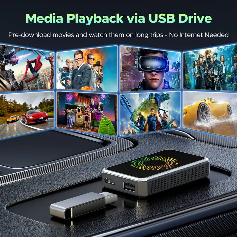 🥳2026 HOT SALE🥳💞50K+ SOLD!🧭🎬 Turn Every Journey into a 4K Cinema. Mini Wireless Display Adapter， Immersive Wireless Entertainment for All Passengers. 📱🚗