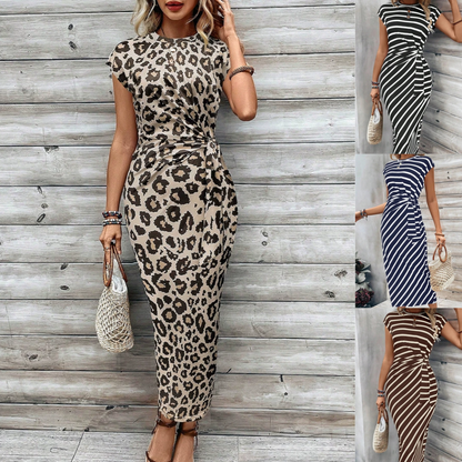 🥳2026 HOT SALE🥳💞50K+ SOLD!👵🌸 50% OFF! Women's Knot Bodycon Dress – Leopard print, tummy-flattering knot. Comfy & chic for parties or date nights. Feel gorgeous. ✨🌹