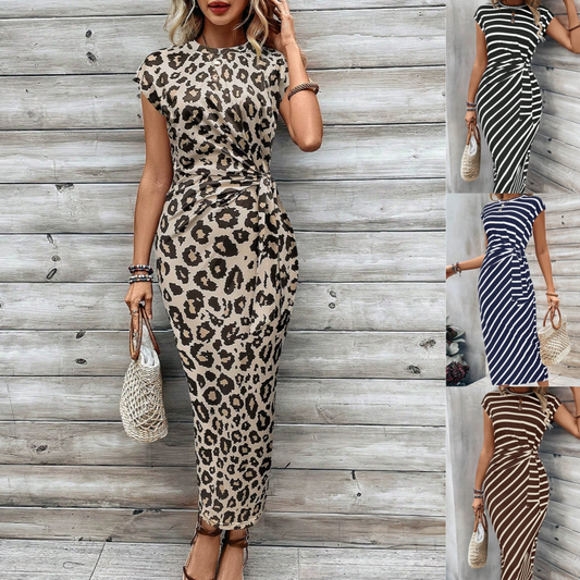 🥳2026 HOT SALE🥳💞50K+ SOLD!👵🌸 50% OFF! Women's Knot Bodycon Dress – Leopard print, tummy-flattering knot. Comfy & chic for parties or date nights. Feel gorgeous. ✨🌹