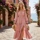 🥳2026 HOT SALE🥳💞50K+ SOLD!👵 🕊️50% OFF! Women's Off-Shoulder High-Waist Dress – Elegant & comfortable! Gentle support stays in place, flattering high waist. Perfect for summer gatherings or holidays. 🌸☀️