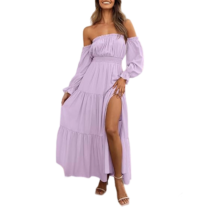 🥳2026 HOT SALE🥳💞50K+ SOLD!👵 🕊️50% OFF! Women's Off-Shoulder High-Waist Dress – Elegant & comfortable! Gentle support stays in place, flattering high waist. Perfect for summer gatherings or holidays. 🌸☀️
