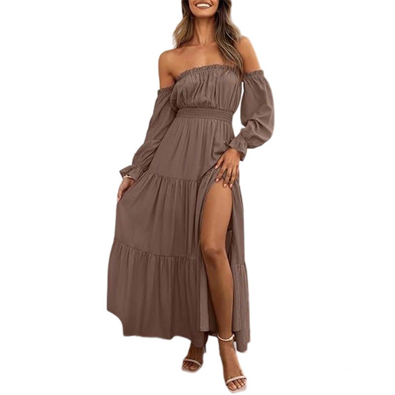 🥳2026 HOT SALE🥳💞50K+ SOLD!👵 🕊️50% OFF! Women's Off-Shoulder High-Waist Dress – Elegant & comfortable! Gentle support stays in place, flattering high waist. Perfect for summer gatherings or holidays. 🌸☀️
