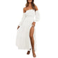 🥳2026 HOT SALE🥳💞50K+ SOLD!👵 🕊️50% OFF! Women's Off-Shoulder High-Waist Dress – Elegant & comfortable! Gentle support stays in place, flattering high waist. Perfect for summer gatherings or holidays. 🌸☀️