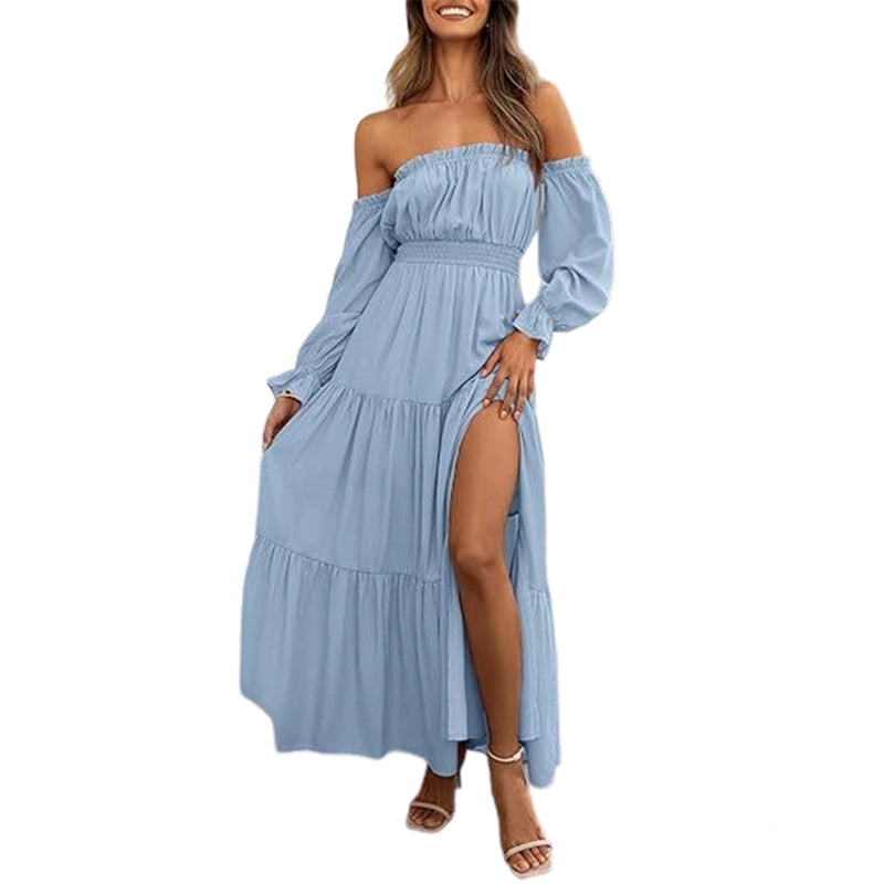🥳2026 HOT SALE🥳💞50K+ SOLD!👵 🕊️50% OFF! Women's Off-Shoulder High-Waist Dress – Elegant & comfortable! Gentle support stays in place, flattering high waist. Perfect for summer gatherings or holidays. 🌸☀️