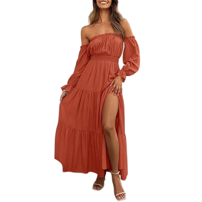 🥳2026 HOT SALE🥳💞50K+ SOLD!👵 🕊️50% OFF! Women's Off-Shoulder High-Waist Dress – Elegant & comfortable! Gentle support stays in place, flattering high waist. Perfect for summer gatherings or holidays. 🌸☀️