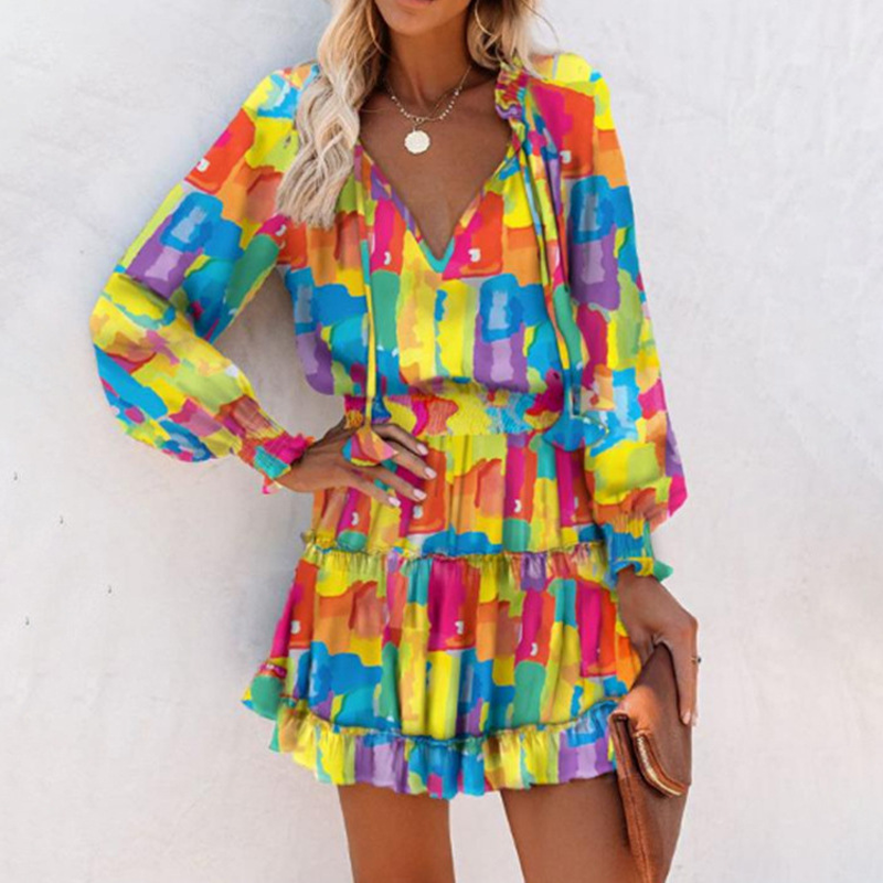 🥳2026 HOT SALE🥳💞50K+ SOLD!🌹👗 50% OFF! V-Neck Ruffle Hem Mini Dress – Soft long sleeves, flattering V-neck. Playful ruffle hem adds charm. Perfect for dinners or date nights. 🕊️✨