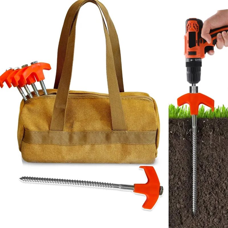 🥳2026 HOT SALE🥳💞50K+ SOLD!🏕️⚡ 50% OFF! 8″ Screw‑in Tent Stakes – Drill‑in design – set up camp in seconds, no hammering! Strong grip on grass, soil & gravel. Enjoy your beer sooner! 🍺✨