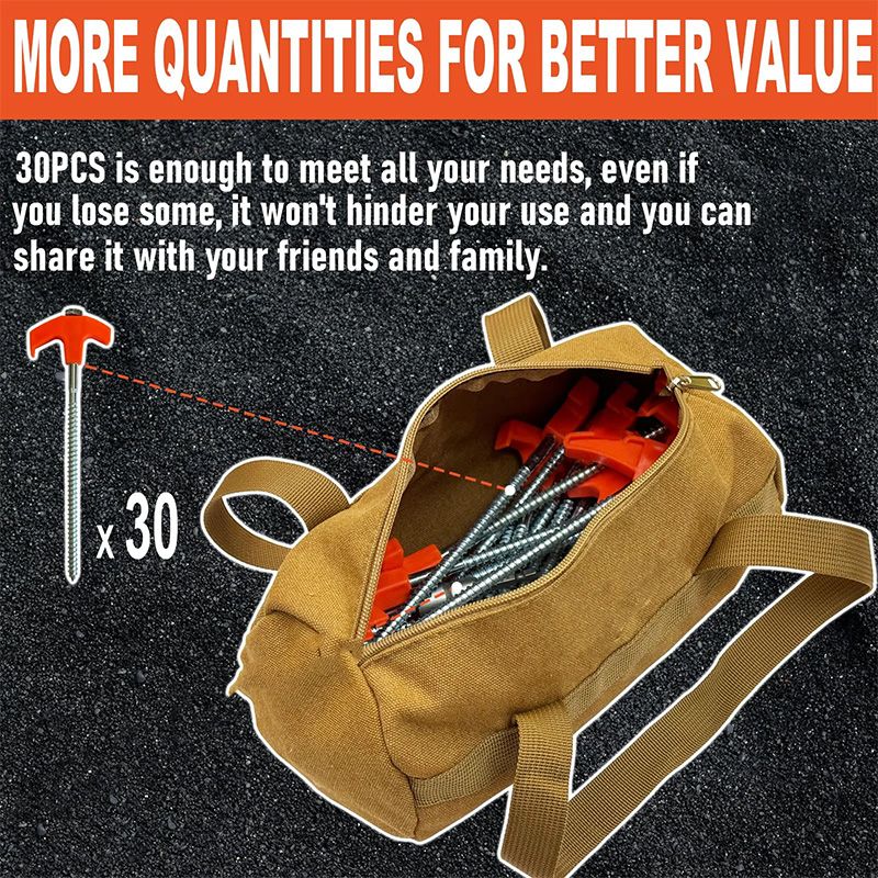 🥳2026 HOT SALE🥳💞50K+ SOLD!🏕️⚡ 50% OFF! 8″ Screw‑in Tent Stakes – Drill‑in design – set up camp in seconds, no hammering! Strong grip on grass, soil & gravel. Enjoy your beer sooner! 🍺✨