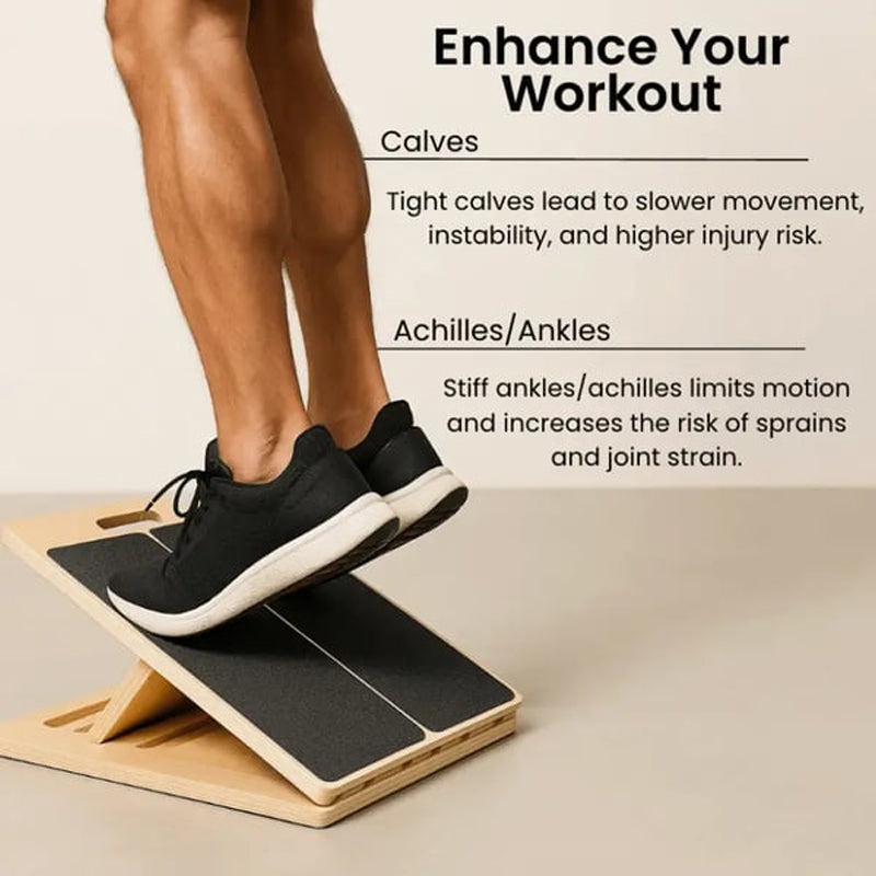🥳2026 HOT SALE🥳💞50K+ SOLD! 🦵🪵 50% OFF! Adjustable Wooden Slant Board – 5-level tilt, non-slip surface, foldable & portable. Stretch calves safely at home, office or gym! 🛡️💪