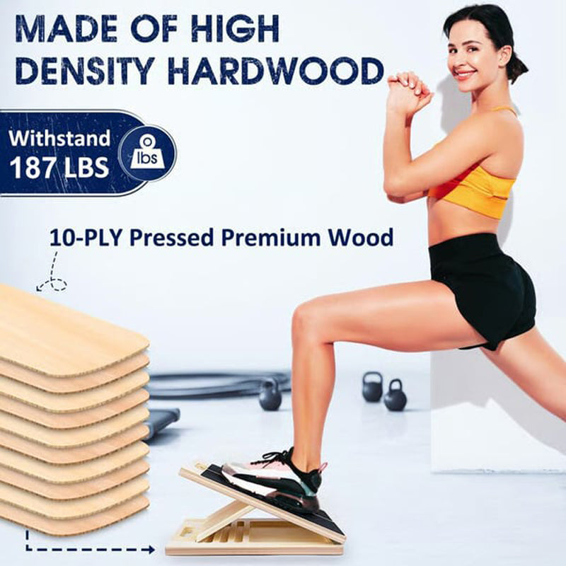 🥳2026 HOT SALE🥳💞50K+ SOLD! 🦵🪵 50% OFF! Adjustable Wooden Slant Board – 5-level tilt, non-slip surface, foldable & portable. Stretch calves safely at home, office or gym! 🛡️💪
