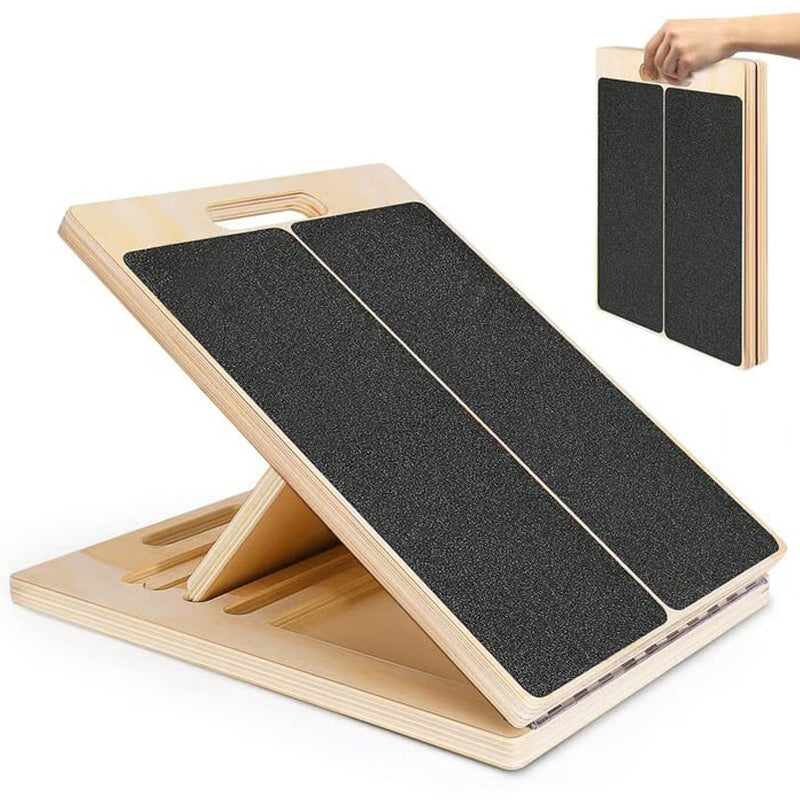 🥳2026 HOT SALE🥳💞50K+ SOLD! 🦵🪵 50% OFF! Adjustable Wooden Slant Board – 5-level tilt, non-slip surface, foldable & portable. Stretch calves safely at home, office or gym! 🛡️💪