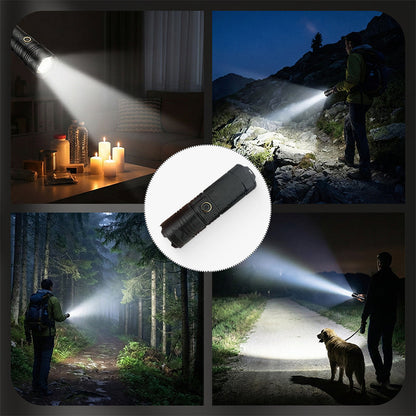 🥳2026 HOT SALE🥳💞50K+ SOLD!🌓🏕️ 50% OFF Flash Sale! Rechargeable Zoomable Flashlight – Adventure-ready for camping, walks or emergencies. P50 LED, adjustable focus & pocket-sized power. 🐕✨