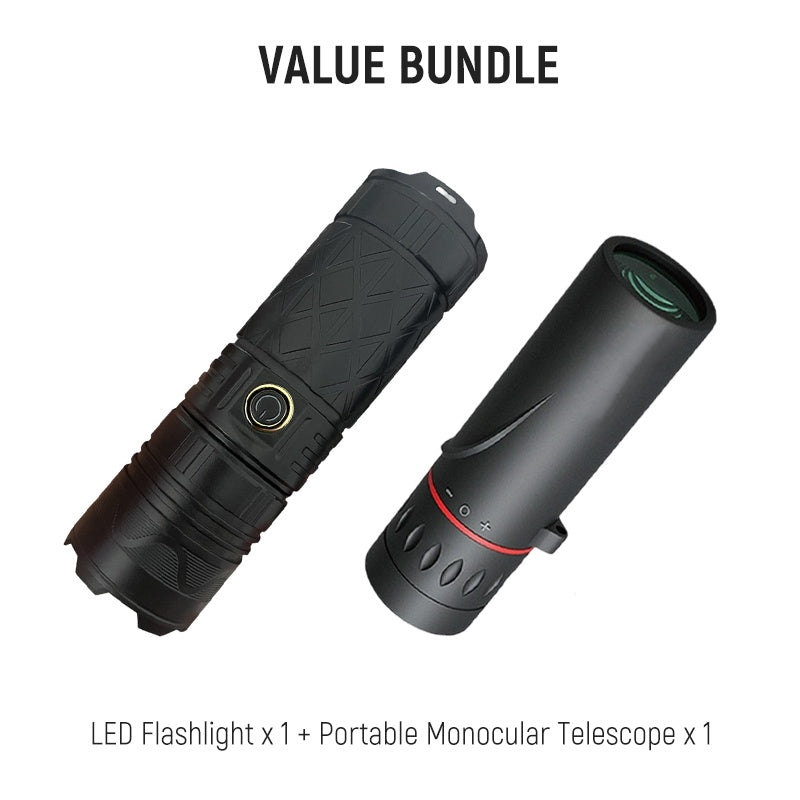 🥳2026 HOT SALE🥳💞50K+ SOLD!🌓🏕️ 50% OFF Flash Sale! Rechargeable Zoomable Flashlight – Adventure-ready for camping, walks or emergencies. P50 LED, adjustable focus & pocket-sized power. 🐕✨