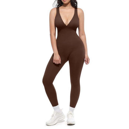 🥳2026 HOT SALE🥳💞50K+ SOLD!🌸🦋50% OFF High-Stretch V-Neck Jumpsuit – All-day ease for fitness & beyond. Breathable, flexible & effortlessly chic. Your go-to for movement. 🧘‍♀️💫