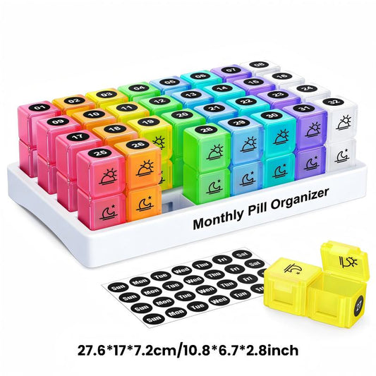 🥳2026 HOT SALE🥳💞50K+ SOLD!🌍✈️ 50% OFF! 4-Week Medication Travel Case – 31-day compartments, easy-open design. Ideal for seniors, vacations & weekly planning. 📅🔒