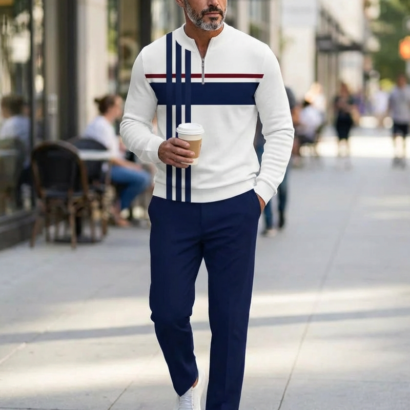 🥳2026 HOT SALE🥳💞50K+ SOLD!🌧️⏰ 50% OFF! Men's Casual 2-Piece Set – Your go-to for casual days! Soft fleece lining, easy pull-on pants. Street style meets everyday comfort. Perfect for unpredictable British weather. 👖👕