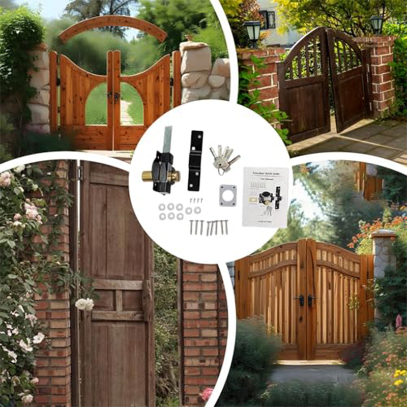 🥳2026 HOT SALE🥳💞50K+ SOLD! 🔒🚪 Heavy-Duty Gate Lock – dual-sided key, lock & unlock from either side. No more getting locked in! Solid iron, 5 keys included. 🗝️🛡️
